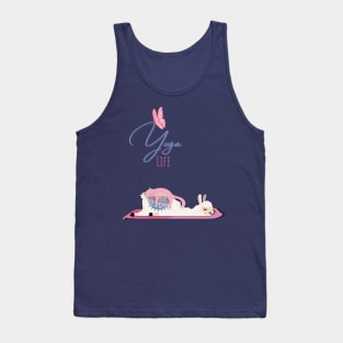 Llama and a cute, funny cat doing yoga Tank Top